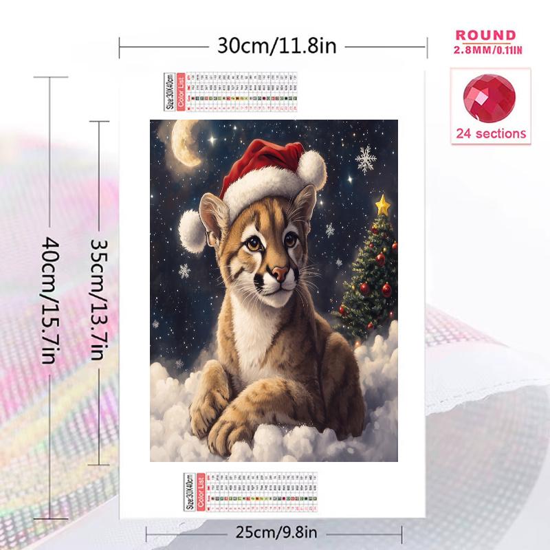 Christmas cougar Pattern 3pcs 100% Round Full Drill 5D DIY Diamond Painting Embroidery Cross Stitch Rhinestone Décor