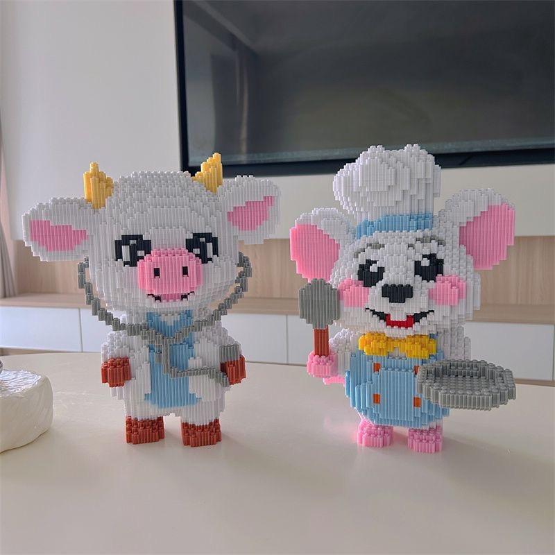 30cm New Creative Cute Animal Rabbit Panda Professional Small Particle Building Blocks DIY Creative 3D Model Children's Toy Gift