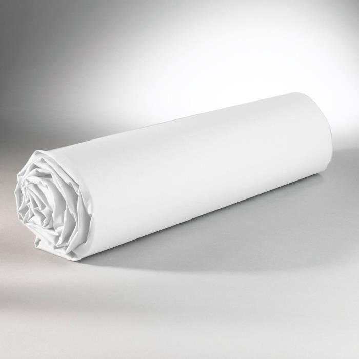 Drap Plat - DP135 - Blanc - 240 cm x 300 cm - 100% Coton - Lavable en machine à 60°