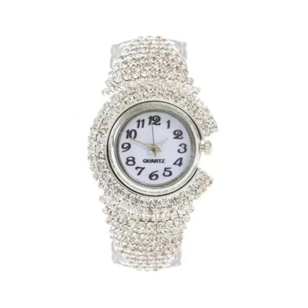 Elegant Quartz Zircon Wrist Watch Vintage Open Bangle Watches Personality Crystal Watches  Gifts