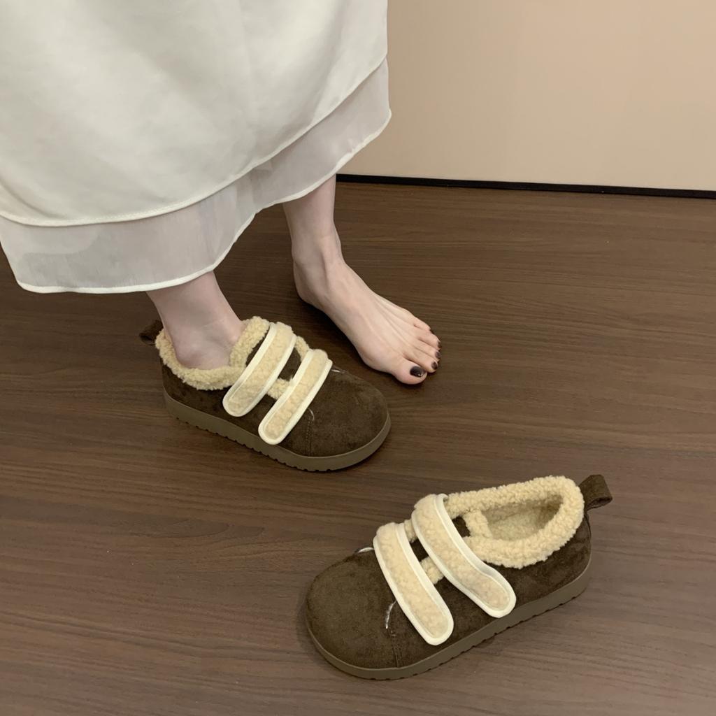 Women's Large Size Soft Sole Autumn and Winter Warm Fur One Snow Boots Fluffy Lined Non-slip Hiking Casual Sports Cotton Boots Fur Shoes