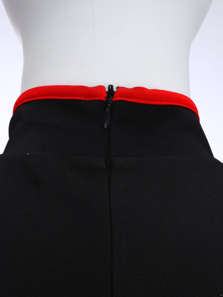 Fantasia de Ninja Feminina Gola Alta Sem Mangas Patchwork em Malha Zíper Invisível nas Costas Estampa de Dragão Avental Mangas Soltas Conjunto Cosplay