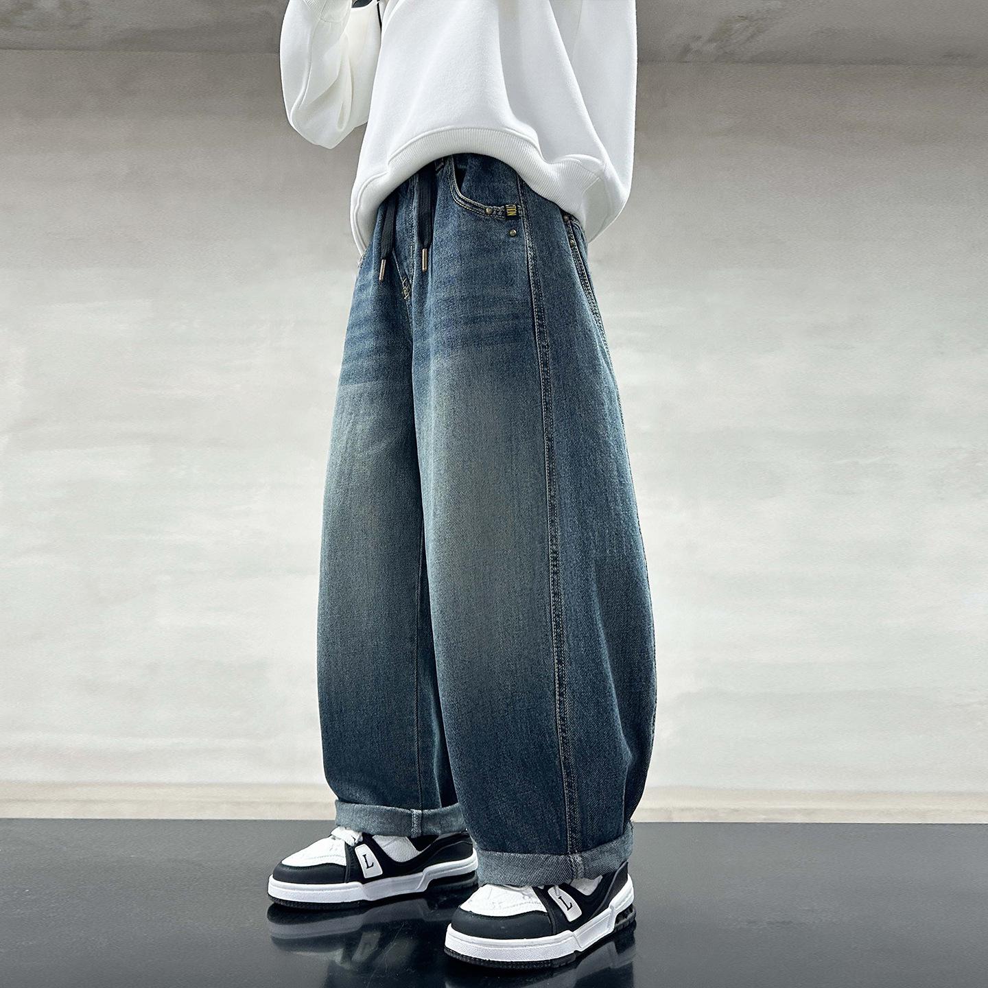 

Джинсы для мальчиков на весну/осень 2025 - Стильные, универсальные, свободного кроя Size 130 [waist without drawstring]