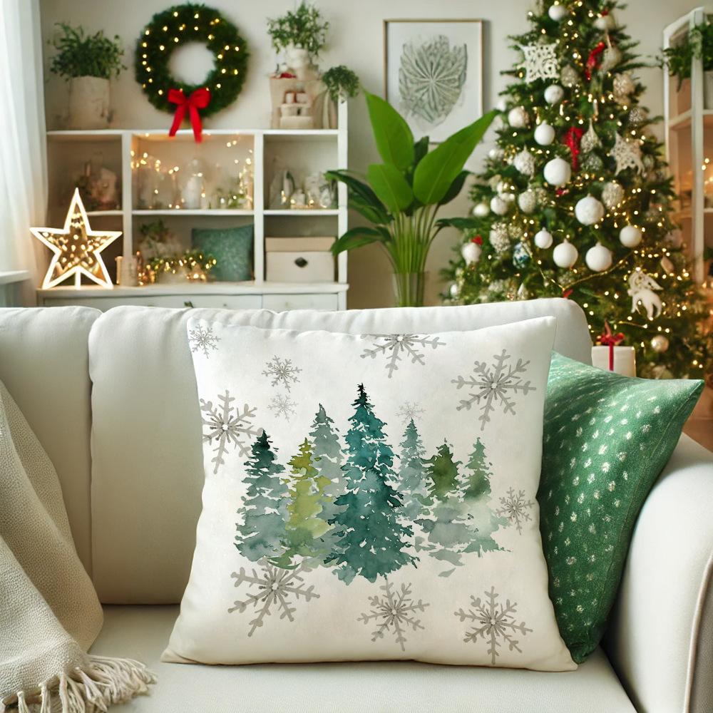 1pcs Classic Santa Claus Series Cushion Pillow Cover Fashion Christmas Theme Snowman Pattern Pillowcase For Home Sofa Decoration