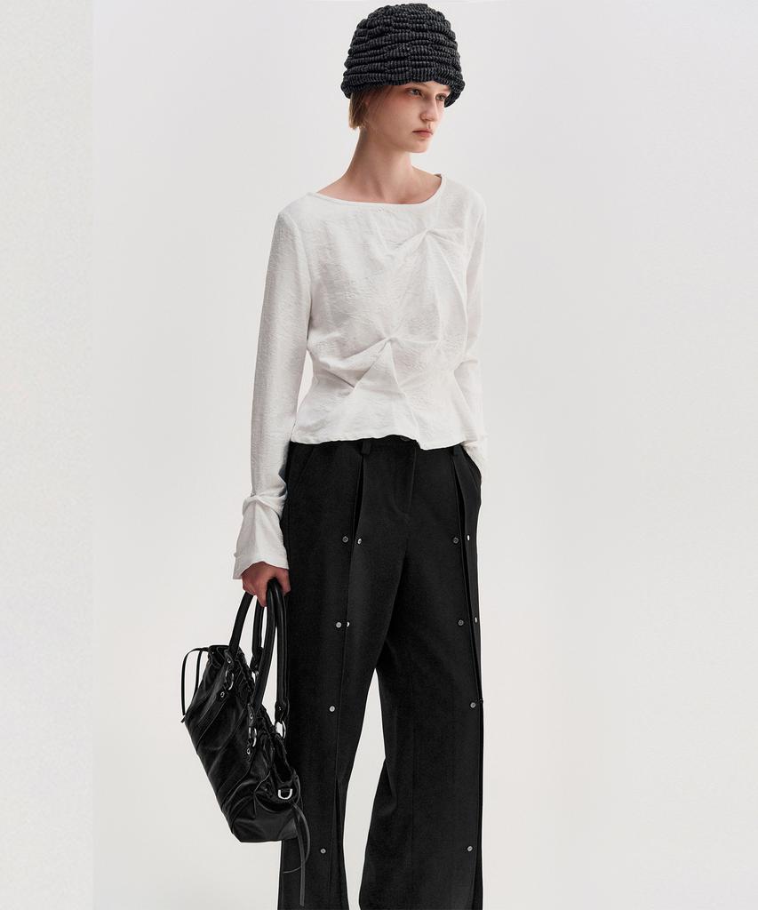 Kimjisu Pleated Snap Pants _ Black