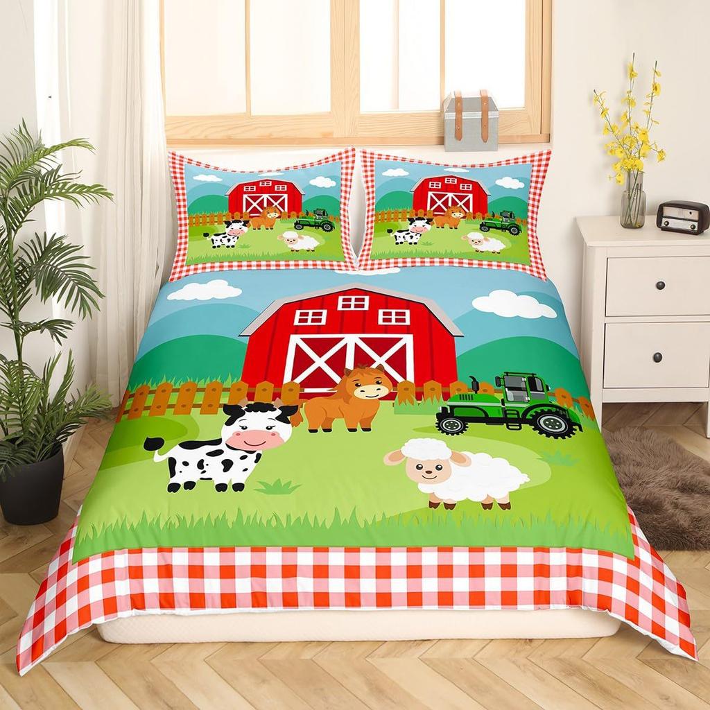 House And Truck Three-Piece Quilt Cover 3D Digital Printing Bedding Set Bed Cover