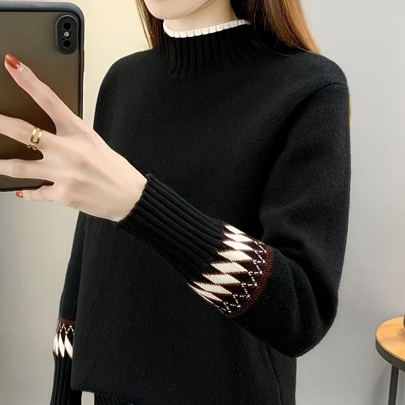 

Женский уютный флисовый свитер с высоким воротом, толстый, теплый пуловер с длинным рукавом, мягкий и стильный осенне-зимний свитер с высоким воротом 3XL