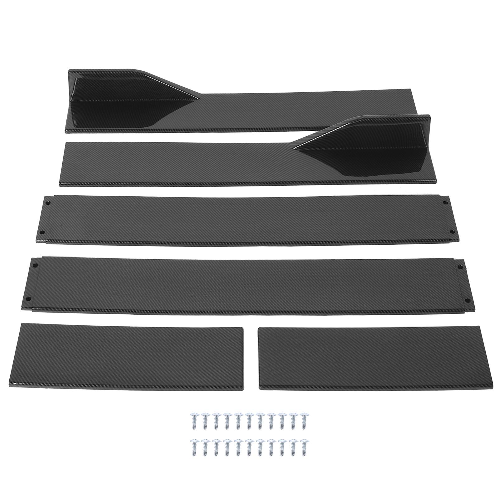 6pcs Carbon Fiber Style Side Skirt Extensions Splitters Lip Vehicle Accessory Universal 2.2m