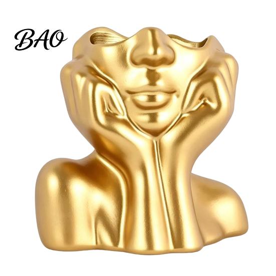 Creative Sculpture Desk Accessory Abstract Face Vase, Artistic Female Pen Holder, Makeup Brush Organizer for Pens Modern Decorative Vase Centerpiece