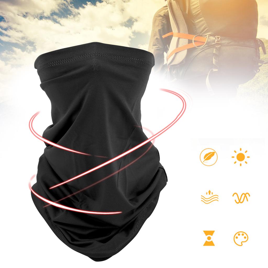 Outdoor MultiPurpose Scarf Breathable UV Face Cover Headband Washable(Black )
