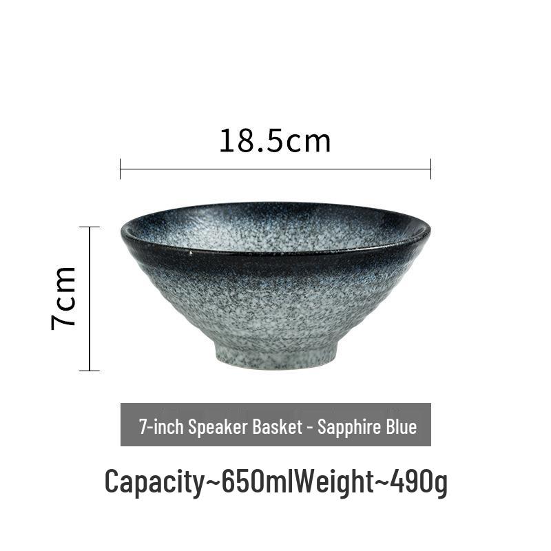 Japanese-Style Ceramic Ramen Bowl - Large Retro Conical Hat Design for Soup, Salad, and Noodles