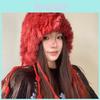 Knit Bunny Fur Beanie For Women With Tassels Warm Winter Hat For Casual Wear