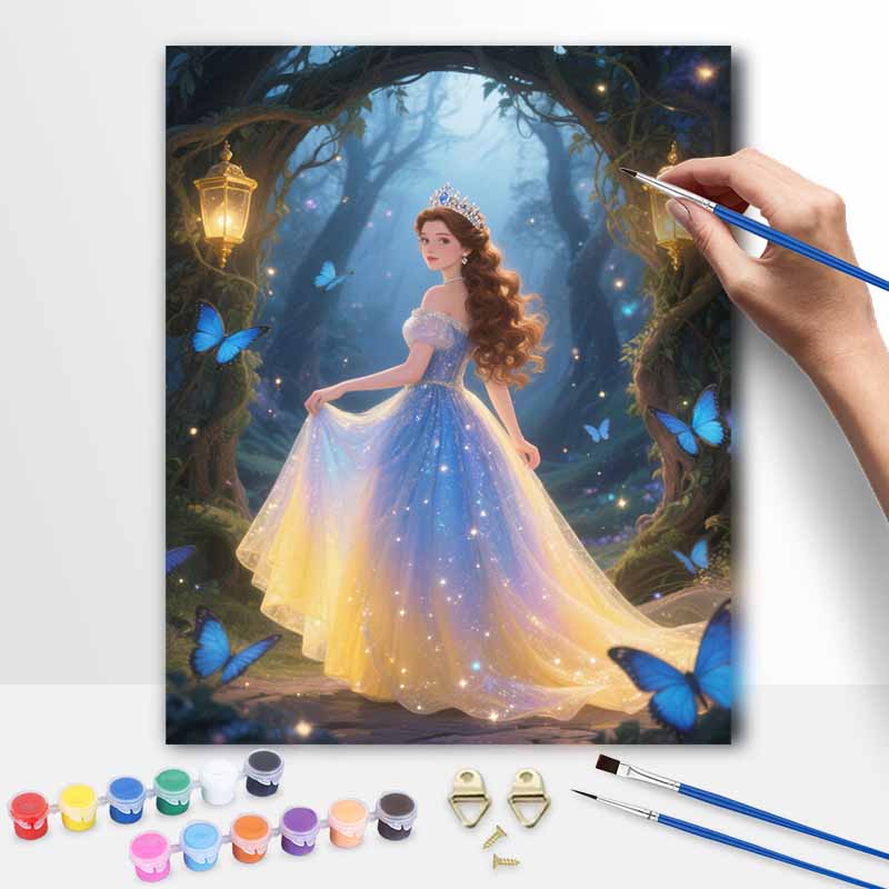 Disney princess fairy forest oil painting hand painting coloring painting handmade diy home decoration gift 20x30cm