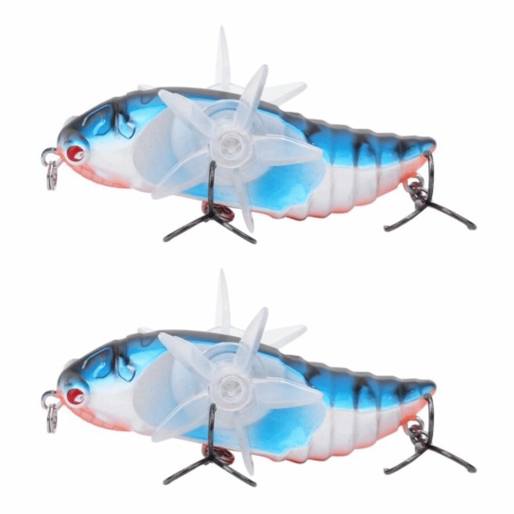 2PCS with RTreble Hook Bionic Cicada Lure with Rotating Spins 7.5cm Length Cicada Fish Catcher 15.5g Fishing Bait River Fishing