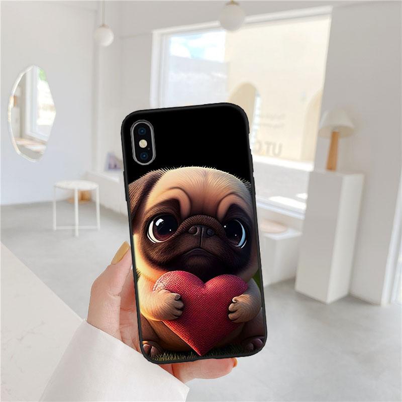 LO27 Cute Pug Dog Soft Shell Phone Case for Samsung Galaxy Note 10 20 S23 S24 S25 Ultra FE Plus Edge Lite A02S A35 A07 A17