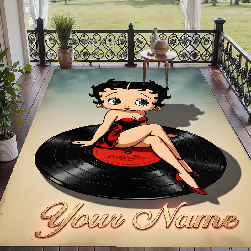 Custom Text Betty Boop Pattern Floor Rug Soft Indoor Carpet Mat Living Room Bedroom