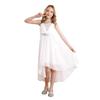 Girls Elegant Sequin Party Dress Ruched Design Sleeveless High Low Hem Chiffon Material Birthday Dress