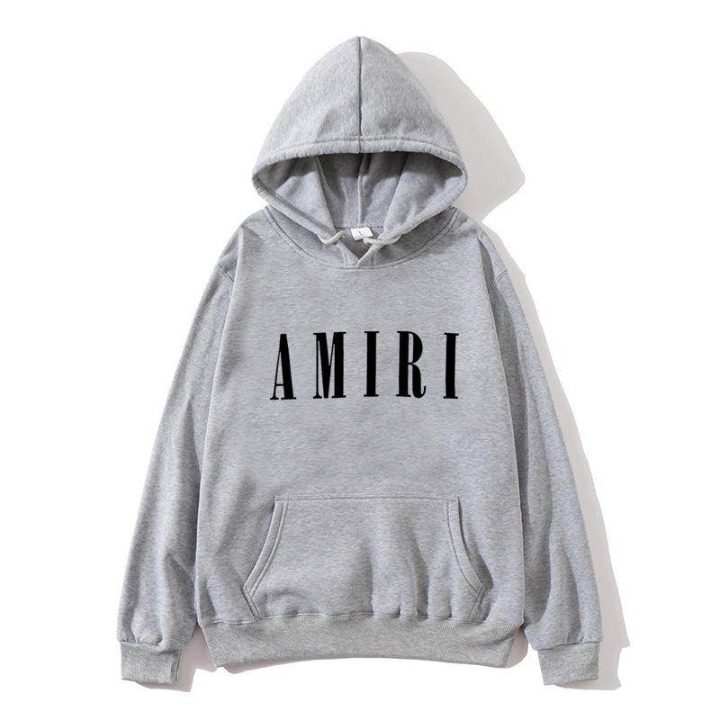 Autumn Winter Fleece Men's Amiri Hooded Loose Fit Trendy Brand Hoodie