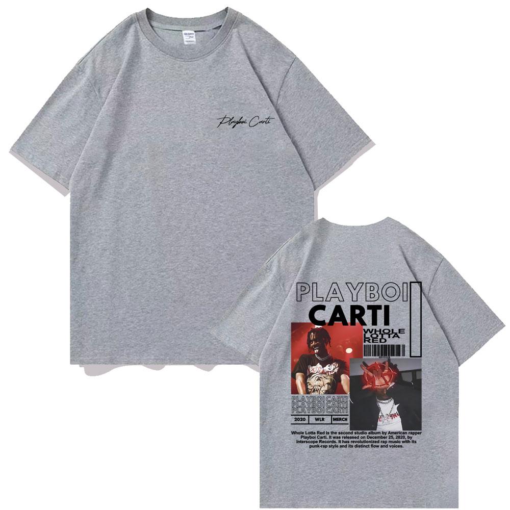 Rapper Playboi Carti Whole Lotta Red 2020 Album Graphic Tshirt Men Hip Hop Vintage T-shirt Short Sleeve Street Oversized T Shirt