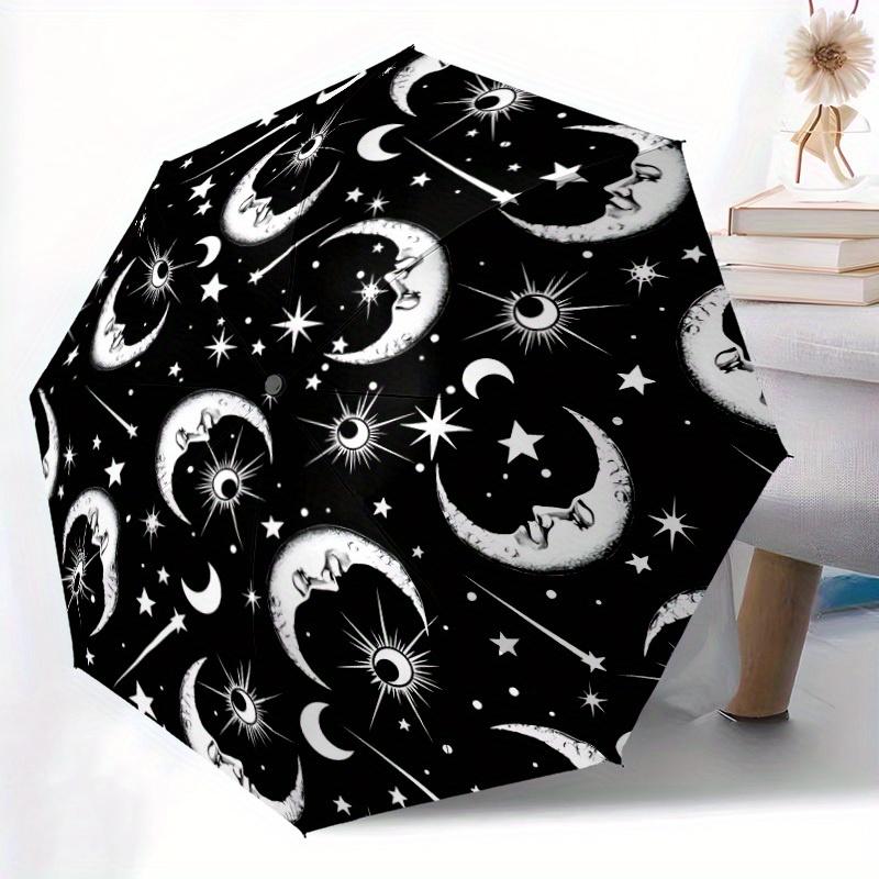 1pc Moon Stars Automatic Open/close, All-Season Portable Folding Umbrella, Travel, Everyday, Formal Events - Compact Luxury Parasol, Outdoor Accessory
