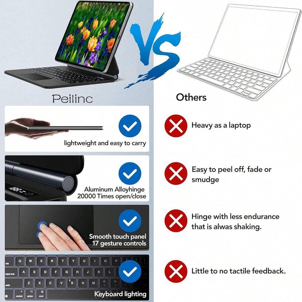 Magnetic Magic Keyboard Case for iPad 10th Gen, Air 10.9-inch, Bluetooth Touch Control