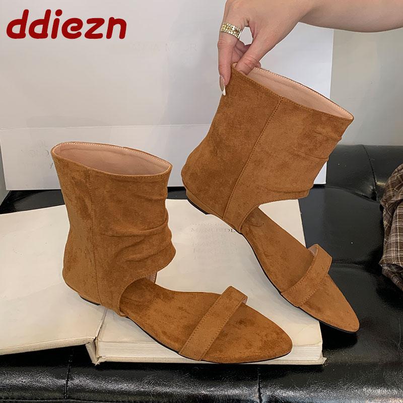 Fashion Fashion Open Toe Footwear Ladies Low Heel Sandals Boots Female Spring Summer Slip On Women Heeled Sandals Ankle Booties Shoes