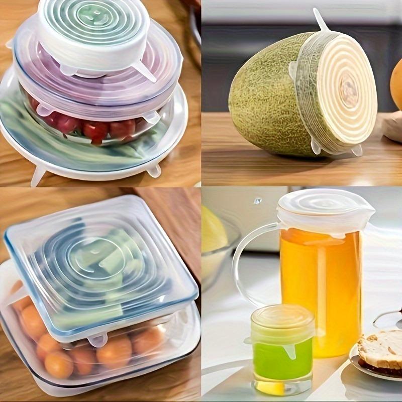 6-Piece Set of Versatile Silicone Stretch Lids - Eco-Friendly, Reusable Covers for Food Storage - Durable, Leak-Proof Seal for B
