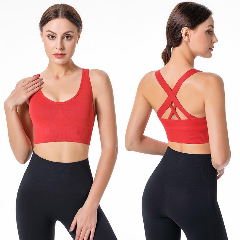 Women Cross Back Sports Bra Breathable Comfortable With Chest Pads For Gym Yoga Running Fitness