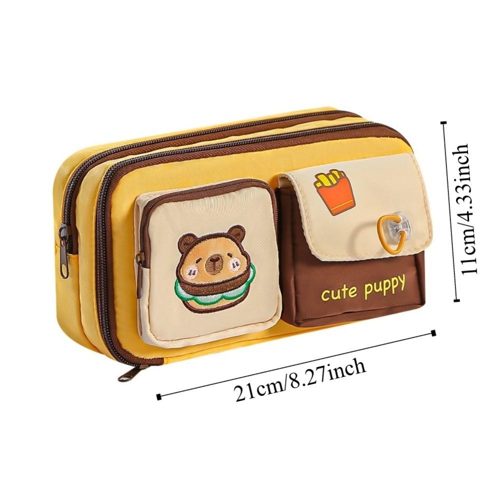 Cosmetics Card Storage Cartoon Pen Pencil Case Cartoon Embroidery Stationery Storage Bag Men Women
