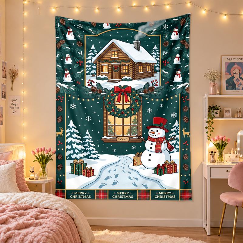 Christmas Printed Tapestry Wall Hanging For Bedroom Living Room Wall Decor Holiday Gift