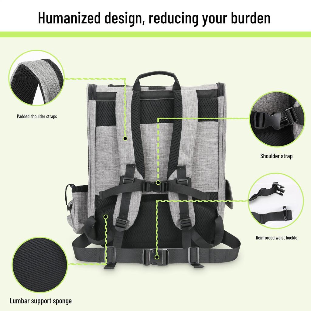 Foldable Expandable Pet Backpack with Adjustable Height and Customizable Logo – Breathable Double-Shoulder Design for Outdoor Use