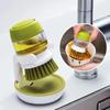 Multifunctional Pressing Cleaning Brush, Soap Dispensing Palm Brush Storage Set, Kitchen Brush with Holder, Multifunctional Pressing Cleaning Brush