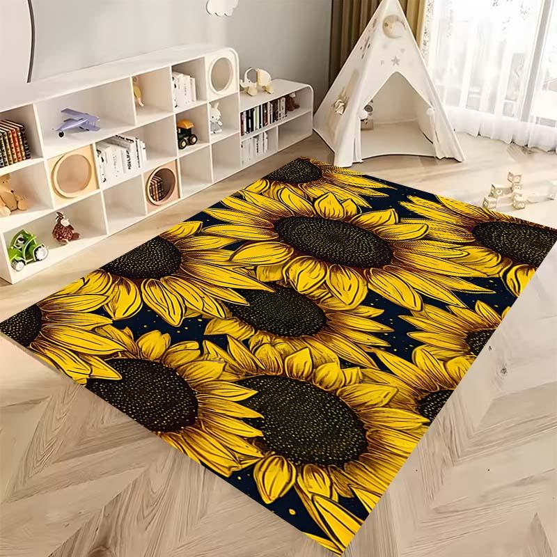 Tappeto antiscivolo con motivo a girasole 3D, flanella morbida, lavabile, fondo antiscivolo, adatto per soggiorno, camera da letto, bagno, cucina