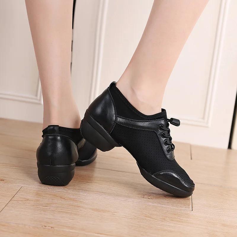 Fashion Woman Cowhide Sports Feature Soft Outsole Breath Dance Shoes Sneakers for Practice Ballet Shoes Modern Jazz Shoes