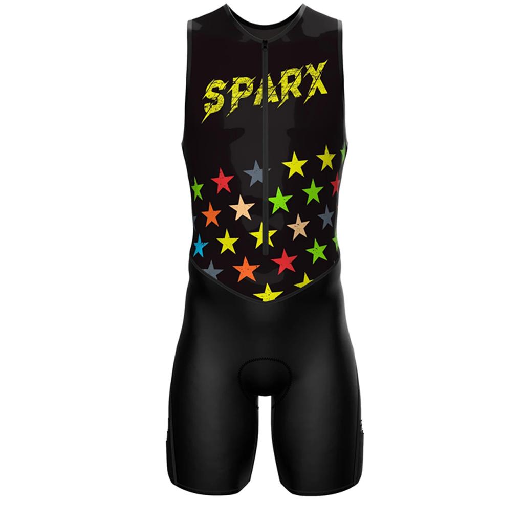 Sparx Summer Men's Triathlon Race Suit Sleeveless Cycling/Running Jumpsuit Pro Team Quick Dry Speedsuit Sport Tri Suit