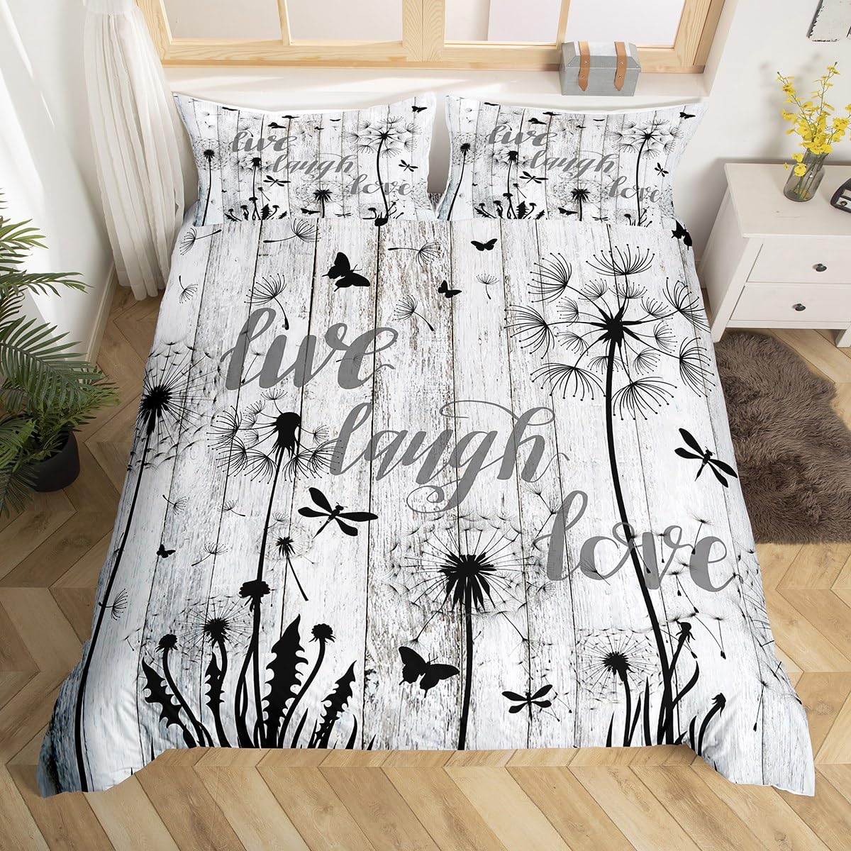

Dandelion Duvet Cover Full Queen Botanical Floral Bedding Set Nature Theme Butterfly Dandelions Comforter Cover For Boys Girls EU Single(135x200cm)