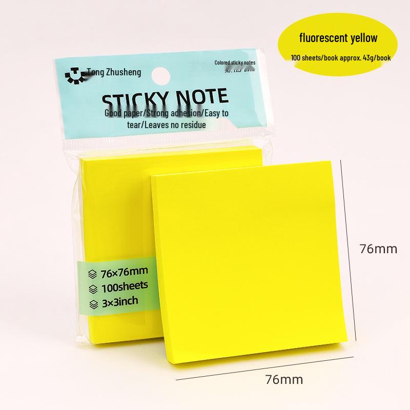 Multicolor Sticky Notes: Creative Fluorescent Memo Pads with Reusable Adhesive for Students