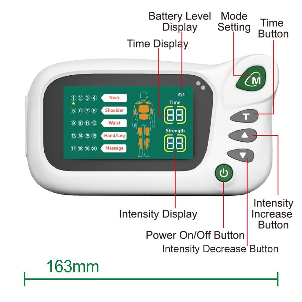 Dual Output TENS/EMS Massage Stimulator: Full-Body Muscle & Meridian Therapy