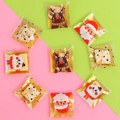 100PCS vánoční cukroví sáčky Karton Santa/Sněhulák/Jelen Sáčky na balení cukrovinek pro Navidad DIY Snack Baking Obaly