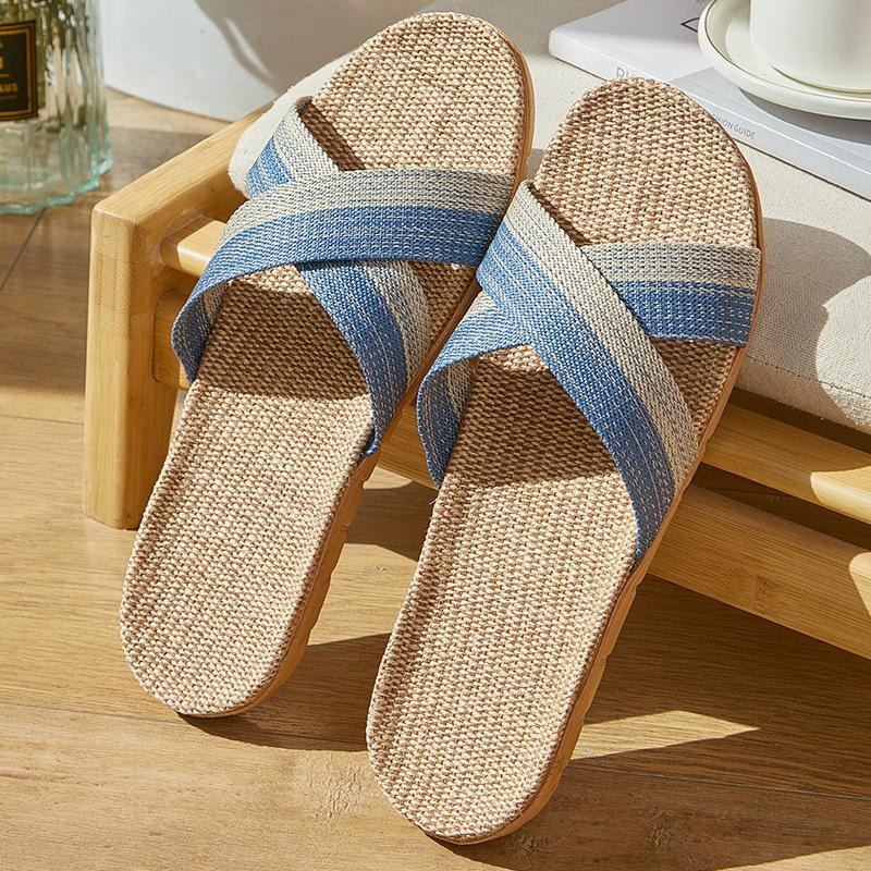 Linen slippers deodorant and non-slip indoor cotton and linen cool slippers women's summer breathable home leisure sandals free shipping