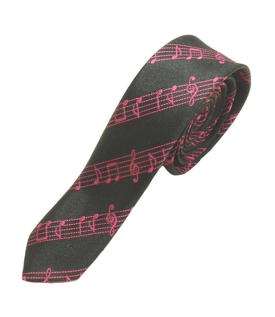 In Musical Note Pattern Necktie That Makes You Feel Like You Can Hear the Music [Hangover] [Made Japan] (black/pink)