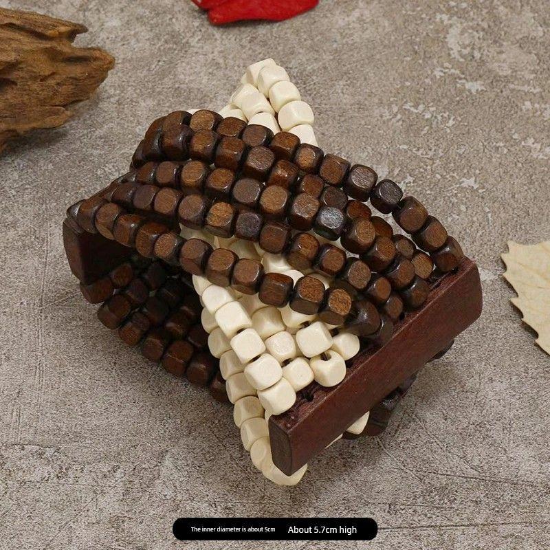 Fashion Handmade Beaded Weave Bracelet Retro Ethnic Style Coconut Shell Wooden Bracelet Bohemia Vacation Bracelet Female Wooden Bracelet (Style 4)