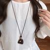 Art Gallery! Vintage Coffee Irregular Pendant Necklace Female Maillard Long Sweater Chain Sense Accessories