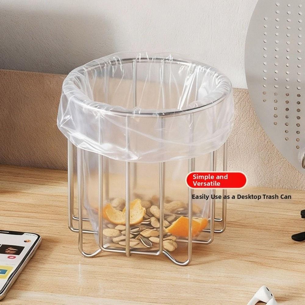 Multifunctional Trash Bag Holder Stainless Steel Rubbish Drain Basket  Organizational Tool