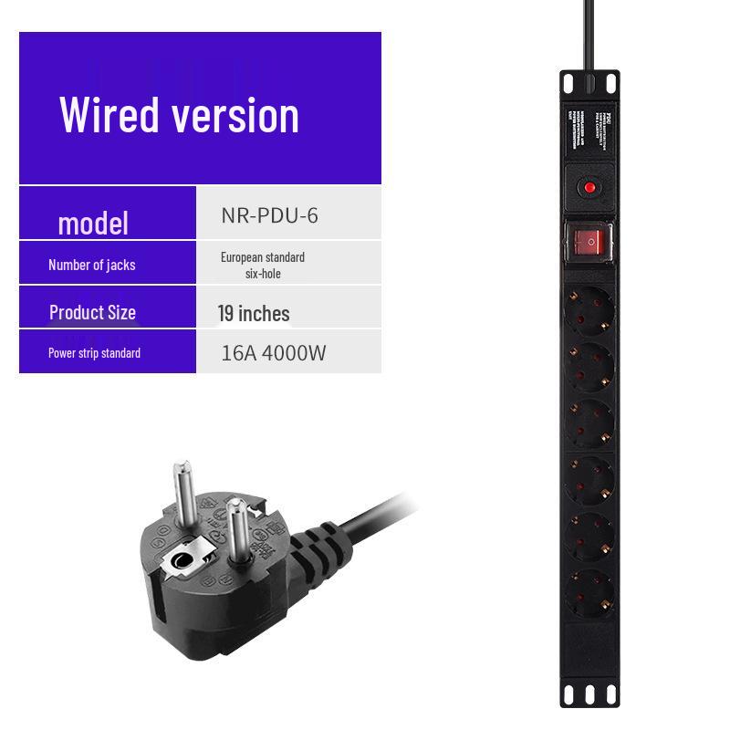 

NIURENEL 16A European PDU Power Strip with 3M Cable and Switch - German Standard Cabinet Socket