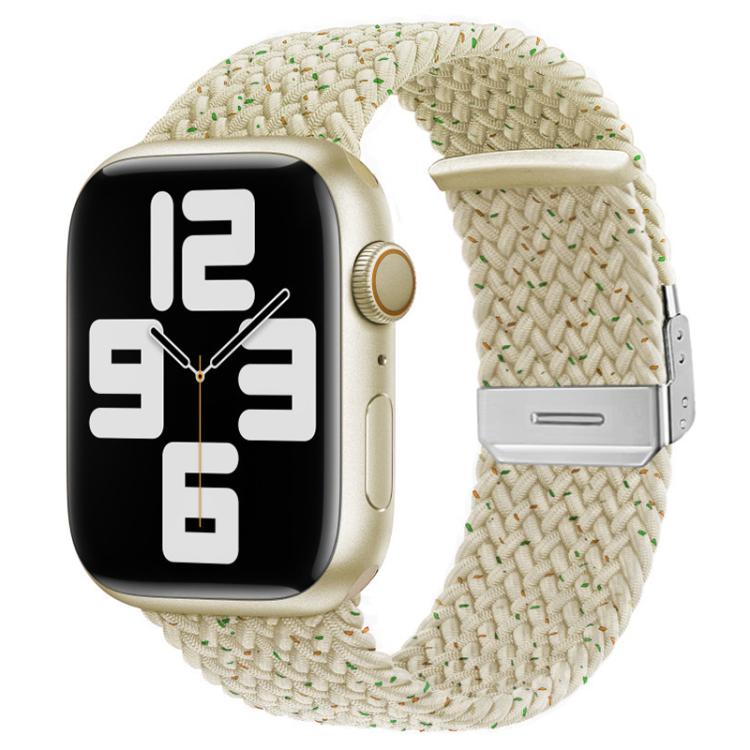 Bracelet de montre tressé en nylon avec boucle et détails de couture, Bracelet de rechange réglable pour Apple Watch 38‑49 mm