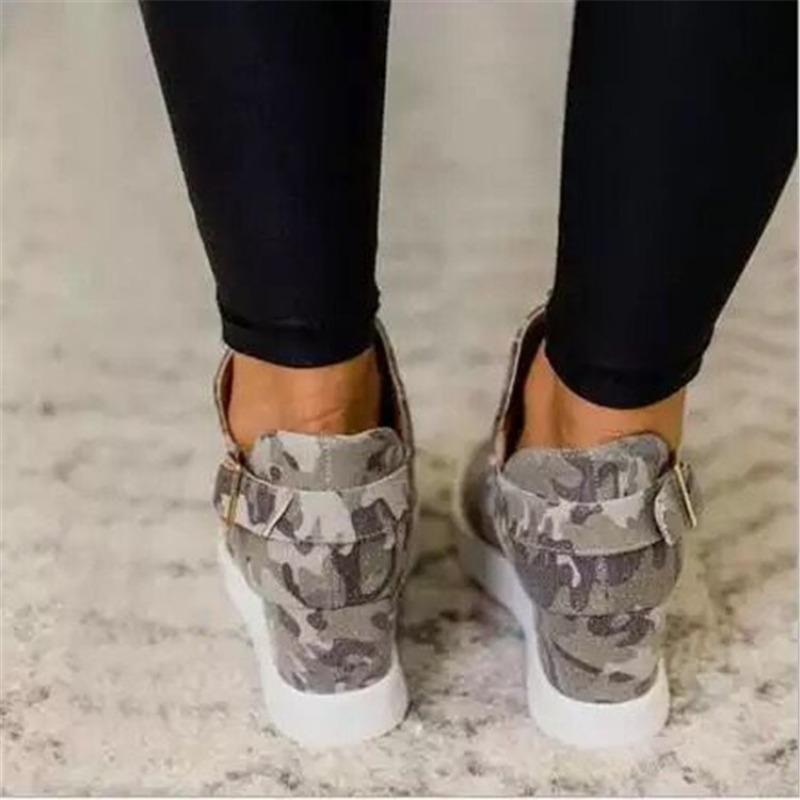 20 autumn hot-selling women's shoes camouflage inner height-increasing casual shoes new canvas large-size lazy shoes