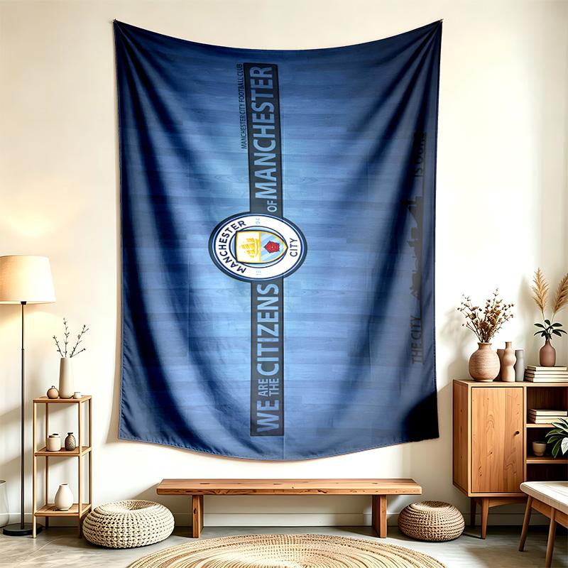 Il Manchester City FC (5) Arazzo Adatto Per Decorare Case Dormitori E Camere Da Letto Morbido Al Tatto E Un Regalo Perfetto Per Amici E Familiari