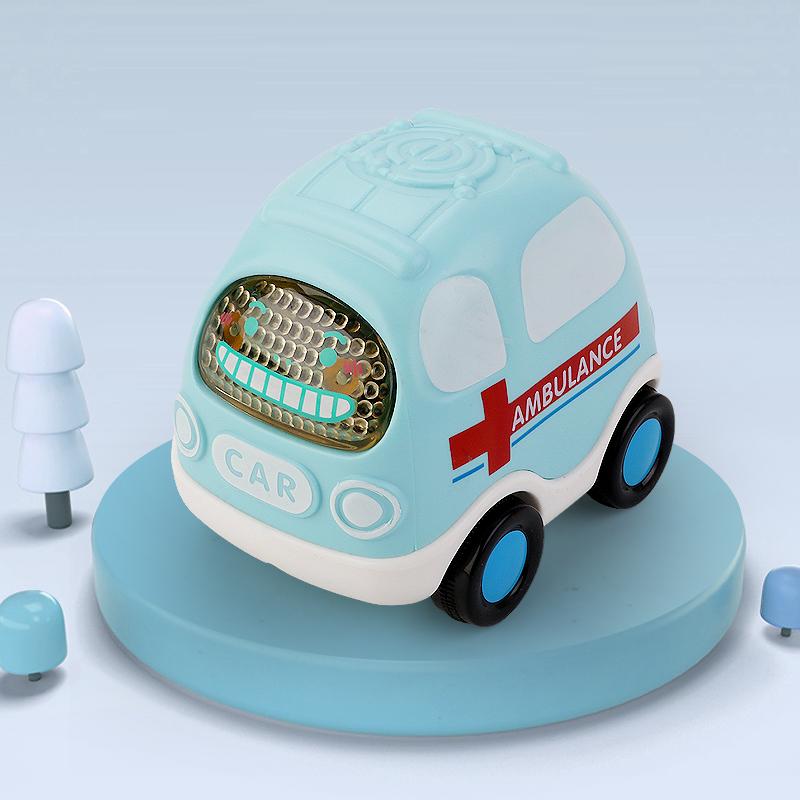 Pull-back Cartoon Car Toy for Kids 1-3 Years Transparent Inertia Sliding Puzzle Gift for Boys Girls