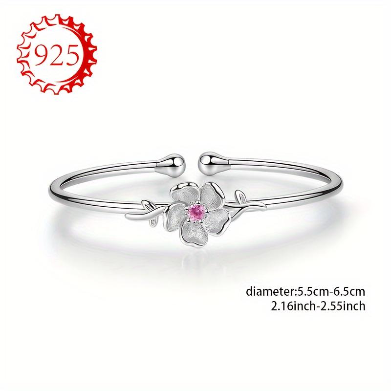 Sterling Silver Hypoallergenic Bracelet for Women, Sweet Cherry Blossom Flower Jewelry, Gift for Couples and Best Friends